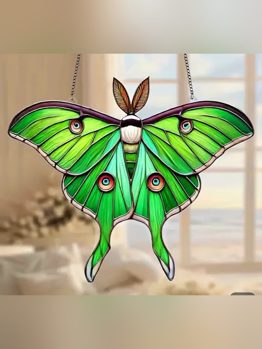 Acrylic Green Luna Moth Suncatcher